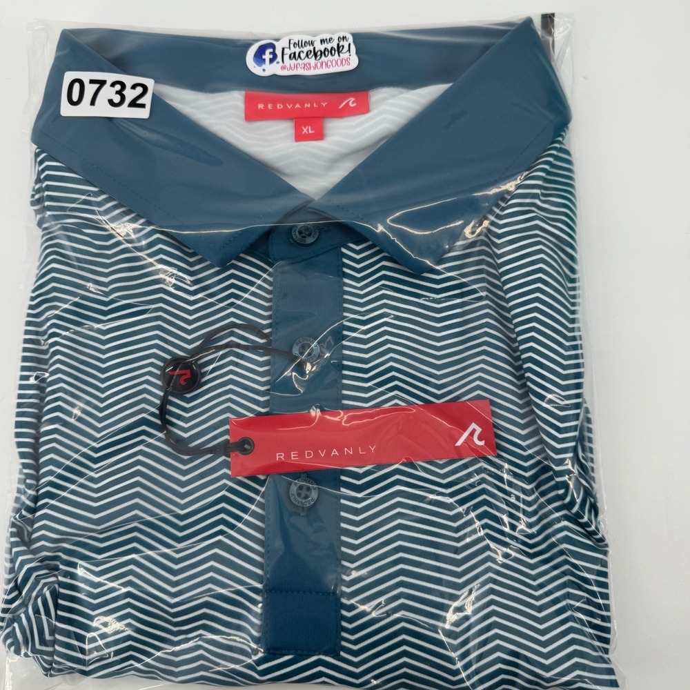 Redvanly Isola Polo Shirt Mens XL Corsair Teal Chevron Zigzag Golf R2383 NEW - Picture 14 of 15